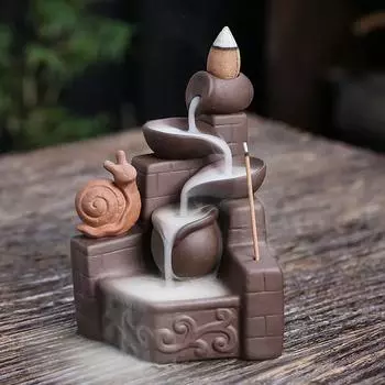 1 шт. Фиолетовая глина, милая улитка, водопад, обратный поток, курильница для благовоний, дзен, медитация, фен-шуй, украшение для дома, переносная курильница