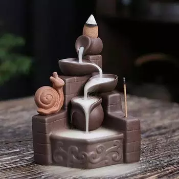 1 шт. Фиолетовая глина, милая улитка, водопад, обратный поток, курильница для благовоний, дзен, медитация, фен-шуй, украшение для дома, переносная курильница