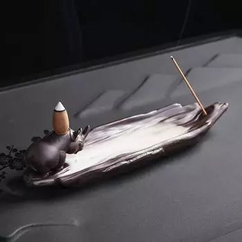 1 шт., фиолетовая глиняная курильница с обратным потоком, держатель для благовоний в виде слона, носорога, бегемота для ароматерапии и домашнего декора