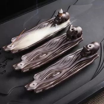 1 шт., фиолетовая глиняная курильница с обратным потоком, держатель для благовоний в виде слона, носорога, бегемота для ароматерапии и домашнего декора