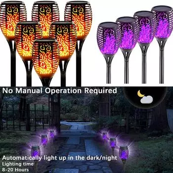 1 шт. фиолетовый, синий, зеленый, солнечная лампа, пламя, уличная индукционная лампа, садовая заземляющая вилка, декоративная пейзажная лампа жёлтый