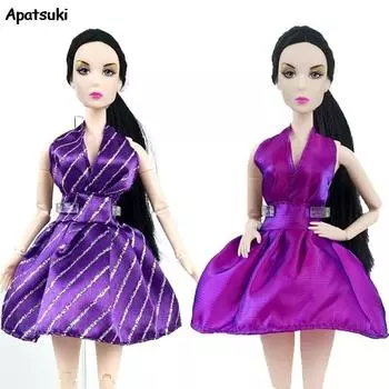 1 шт. Фиолетовый вечерний наряд с V-образным вырезом без рукавов и открытой спиной, одежда для куклы Барби, вечерние платья для кукол BJD 1/6, дети фиолетовый
