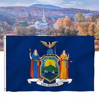 1 шт. Флаг штата Нью-Йорк 90x150 см — яркий цвет и устойчивость к выцветанию — флаги New Yorker NY из полиэстера с латунными втулками 3 х 5 футов 1PC