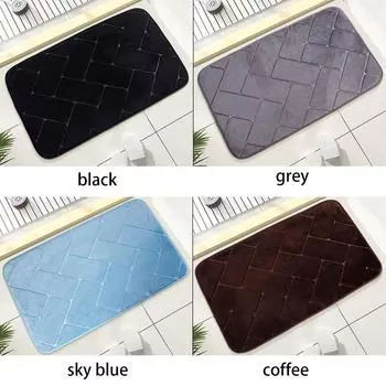 1 шт. фланелевый диагональный сетчатый коврик для ванной комнаты с тиснением, мягкий и простой, впитывающий воду, противоскользящий коврик для ног в дверь ванной комнаты и спальни 400MMx600MM чёрный