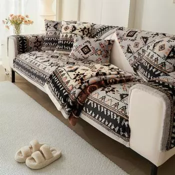 1 шт. фланелевый флис с принтом в стиле бохо, осенне-зимний утолщенный плюшевый чехол для дивана, подушки для гостиной, чехол для мебели, декор 70*70cm