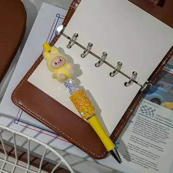 1 шт. Флокирование Лабубу Каваи бисерные ручки струнные милые мультяшные шариковые ручки канцелярские принадлежности для студентов офисные принадлежности подарки