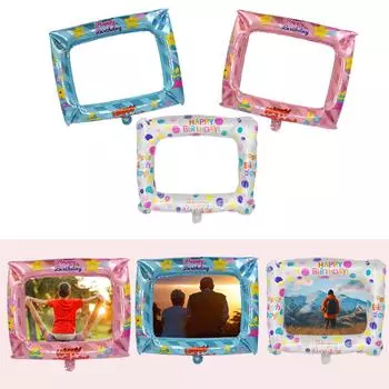 1 шт., фольгированные шары с днем рождения, реквизит для фотосессии, украшения для выпускной вечеринки, воздушный шар, фоторамка, фотобудка на день рождения красный