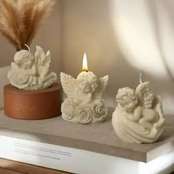 1 шт., форма в виде ракушки-ангела, декоративная форма из ароматного камня, симпатичная 3D-форма в виде розового ангела, форма для свечей-ангела своими руками, форма для свечей ручной работы, форма из гипсовой смолы, силиконовая форма