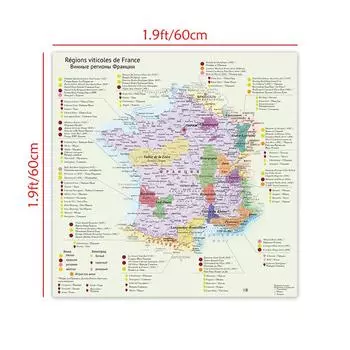 1 шт. Французская карта винодельческих регионов провинций на русском языке Карта холст картина настенное искусство постер украшение дома 60*60cm