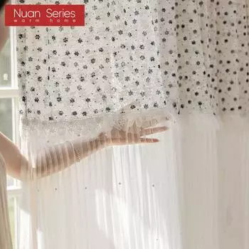 1 шт. французская ретро легкая роскошная прозрачная занавеска белая сращивающаяся полупрозрачная прозрачная занавеска для гостиной спальни домашний декор серия Nuan W100 x L200cm белый