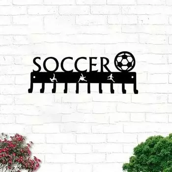 1 шт. Футбольный мяч с вешалкой для медалей, настенный крючок - настенная стойка для хранения домашнего декора бронзовый