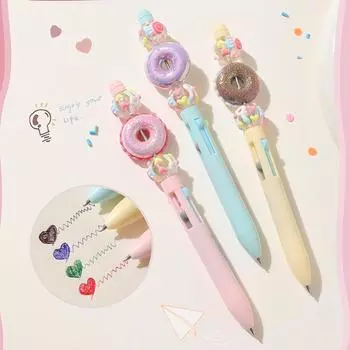 1 шт. гелевая ручка-пончик для письма, маркер-линейка, 4 цвета, 0,5 мм, шариковая ручка для письма от руки