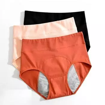 1 шт. герметичные хлопковые трусики-кюлоты с высокой талией для менструации, менструальные трусики M телесный