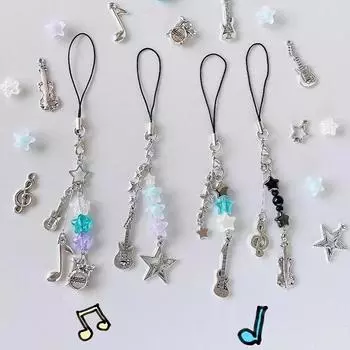 1 шт. гитара бас звезда бисер телефон цепочка подвески ручной работы музыкальная серия кулон Diy аксессуары сумка автомобиль ключ украшение