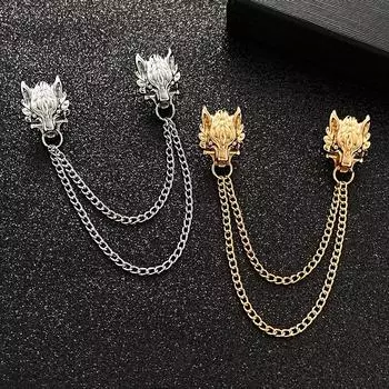 1 шт. Голова дракона цепочка костюм украшение кисточка костюм воротник игла пчела брошь сплав