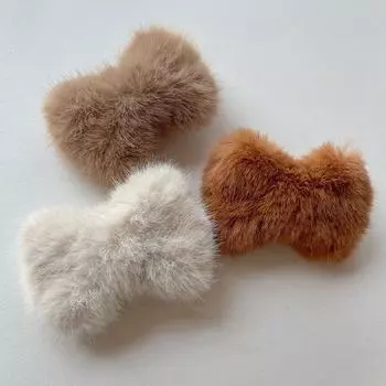 1 шт. головной убор женский зимний милый плюшевый бант заколка для волос заколки-крабы боковая челка клип