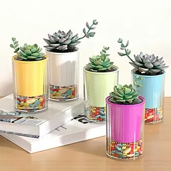 1 шт. Горшок в горшке, прочный, для выращивания в почве, цветочный горшок, креативный, мини, сделай сам, двухслойный, пластик, 5 цветов