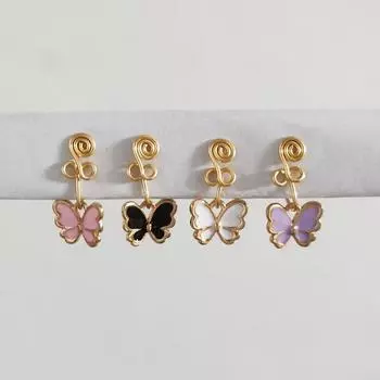 1 шт., гот, бабочка, медная проволока, спираль, поддельный пирсинг, кольцо в носу, панк, золотой цвет, зажим для носа, зажим для ушей, манжеты, украшения для тела фиолетовый