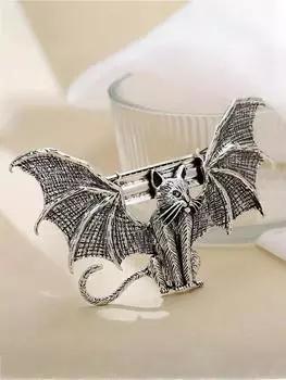 1 шт. Готическая заколка для волос «Летающий кот» - Винтажная заколка из сплава для женщин, Идеально подходит для Хэллоуина и косплея