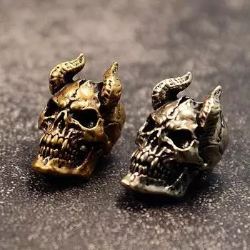 1 шт. готический дьявол сатана козий рог череп латунный нож бусины DIY паракорд подвески брелок аксессуары панк мужчины открытый EDC инструменты шнурок подвески латунный