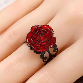 1 шт. готическое кольцо с красной розой, регулируемое, ювелирные изделия в готическом стиле Wizardry Style 1