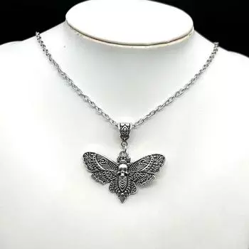 1 шт. Готическое ожерелье с подвеской в виде черепа мертвой головы и мотылька, ювелирное изделие, насекомое, подарок для любителя природы на день рождения 1
