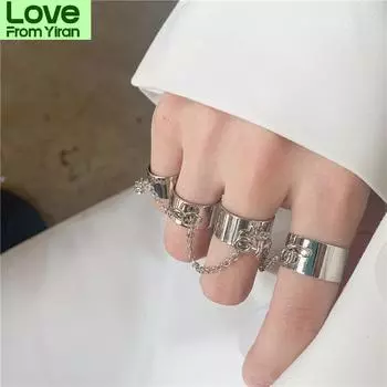 1 шт., готическое панк-цепочка, гладкое круглое комбинированное кольцо для женщин и мужчин, хип-хоп, индивидуальное многослойное кольцо с кисточками, ювелирное изделие, R365 17