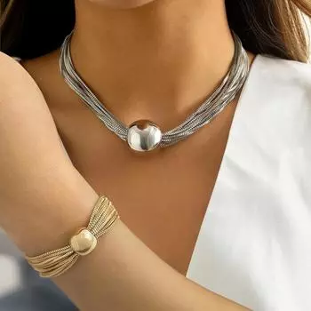 1 шт. Готическое витое массивное ожерелье-цепочка для женщин, винтажный браслет-колье с подвеской в виде большого шара золотой