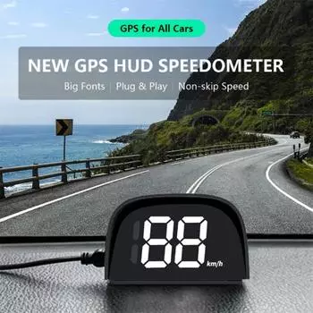 1 шт. GPS Head Up Display для всех автомобилей Цифровой спидометр HUD Plug and Play Большой шрифт Автомобильные электронные аксессуары Скорость белый