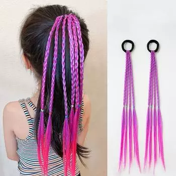 1 шт. градиентная красочная коса из синтетических волос, хвост, веревка, галстук, цвет принцессы для девочек, хвост, парик, детские аксессуары для укладки, плетение