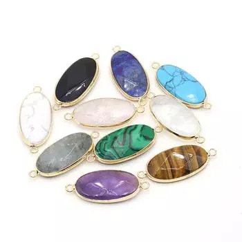 1 шт. граненый натуральный камень овальный разъем для изготовления ювелирных изделий DIY ожерелье браслет аксессуары 16x35 мм