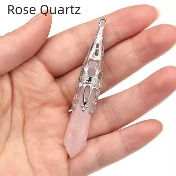 1 шт., граненый натуральный камень шестиугольный кулон, бохо кристалл аметист агат драгоценный камень конусные подвески для самостоятельного изготовления женских и мужских ожерелий, аксессуары, изготовление ювелирных изделий 1Pc-1270mm