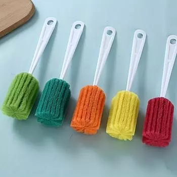 1 шт., губка для чистки ярких цветов - с мягкой пеной для кофейной чашки, чашка для молока, бутылка вина, подвесная щетка для чистки бутылок с длинной ручкой, щетка для чашки A-5 оранжевый