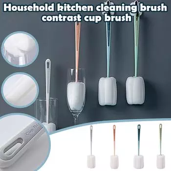 1 шт., губка с длинной ручкой, щетка для чистки, бытовая кухонная щетка для чистки, щетка для чашки розовый