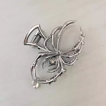 1 шт. Хэллоуин Черные Заколки-крабы для волос с дизайном жемчужной подвески, Металлические готические панк-заколки для волос, Аксессуары для волос с сильной фиксацией