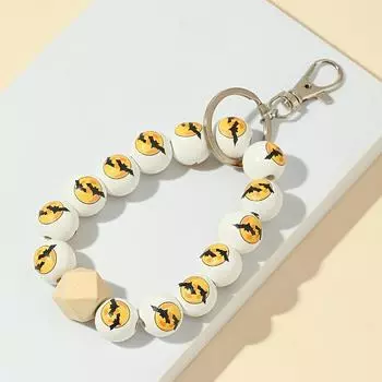 1 шт. Хэллоуин День благодарения лунный свет летучая мышь деревянный бусина брелок летучая мышь бисерный брелок строка отличный подарок для друзей Pack of 1