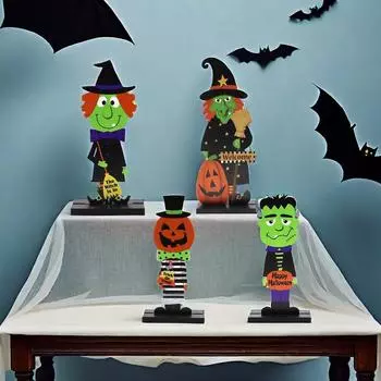 1 шт. Хэллоуин деревянные центральные элементы стола Декор Happy Halloween деревянные центральные элементы знаки тыква гном ведьма other