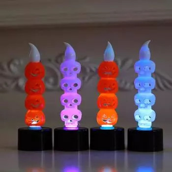 1 шт. Хэллоуин красочный тыквенный череп свеча свет светодиодный ночник ужас декор для домашнего бара дом с привидениями бар украшение