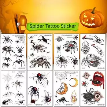1 шт. Хэллоуин паутина временные татуировки наклейки для детей День всех святых ужасы забавные водостойкие поддельные татуировки перенос воды