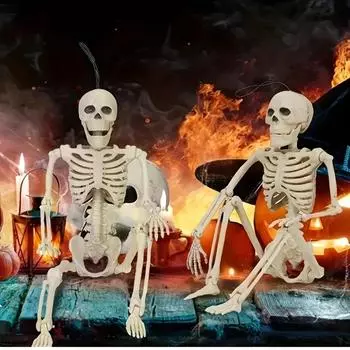 1 шт. Хэллоуин подвижный скелет поддельные человеческие кости жизнь череп вечеринка домашний бар украшения дом с привидениями ужас реквизит орнамент белый