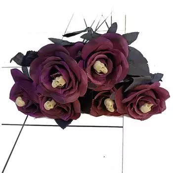 1 шт. Хэллоуин поставки цветок ужаса роза искусственный цветок с черепом черный поддельный цветок чёрный