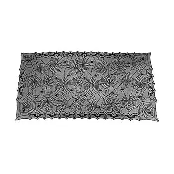 1 шт. Хэллоуин Ужас Реквизит Полиэстер Сделай сам Паутина Черная Скатерть Кружевная Скатерть Домашний Декор 122X244cm чёрный