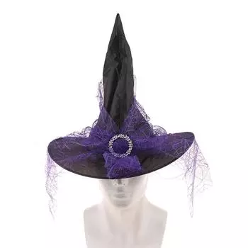 1 шт. Хэллоуинская шляпа ведьмы, подвесная шляпа ведьмы, аксессуар для костюма на Хэллоуин чёрный