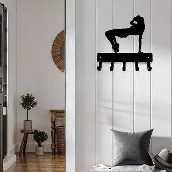 1 шт. Хип-хоп девушка танец - держатель для ключей крючки - 6 дюймов в ширину/9 дюймов в ширину металл настенное искусство металл пескоструйная обработка, железное искусство, вешалка для одежды M чёрный