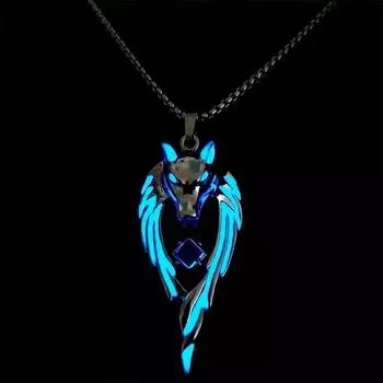 1 шт. хип-хоп подвеска личность праздничный популярный светящийся вечеринка для мужчин и женщин ожерелье волк королей ручной работы синий