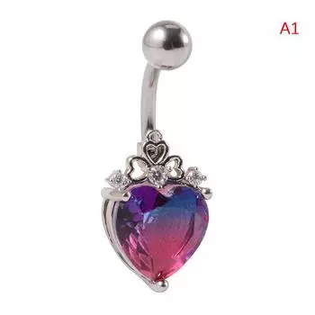1 шт., хирургическая сталь, пирсинг пупка, сердце, пирсинг живота, циркониевое кольцо для пупка