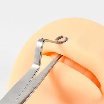 1 шт. хирургический стальной круглый пинцет с изогнутой открывающейся иглой для пирсинга профессиональный инструмент для проколов 1 pcs