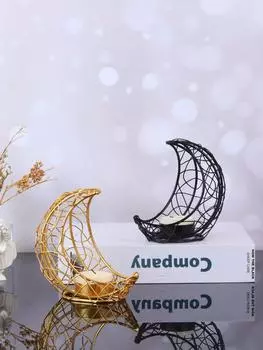 1 шт., хит продаж, металлические подсвечники в форме луны и звезд, домашний декор, украшения на Рамадан, романтические свадебные вечеринки, домашний декор 065&1pc
