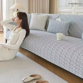 1 шт. хлопчатобумажная ткань для дивана, чехол, противоскользящий, утолщенный, всесезонный, универсальный, для гостиной, полотенце, современный, минималистский коврик 1seat 70x70cm хаки