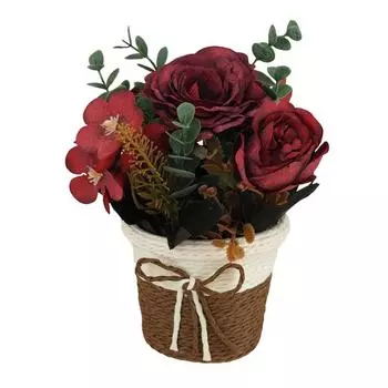 1 шт., хлопковая нить для свадебной вечеринки, орнамент, тканая цветочная корзина, горшечные растения, бонсай, маленький искусственный цветок